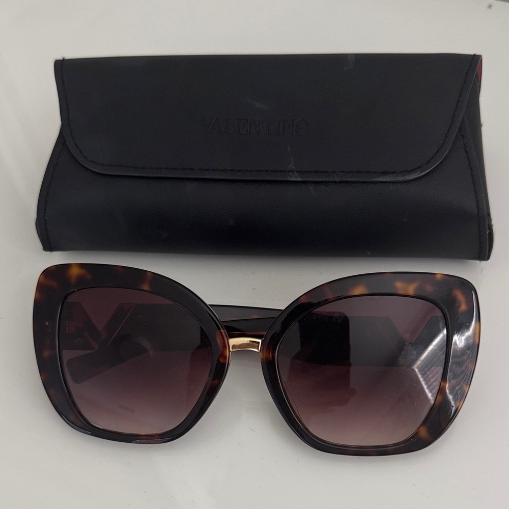 Lightly Used Valentino Brown Tortoise Sunglasses